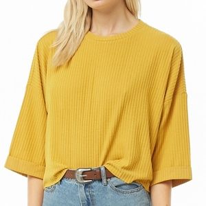 NEW Mustard A wide ribbed knit top